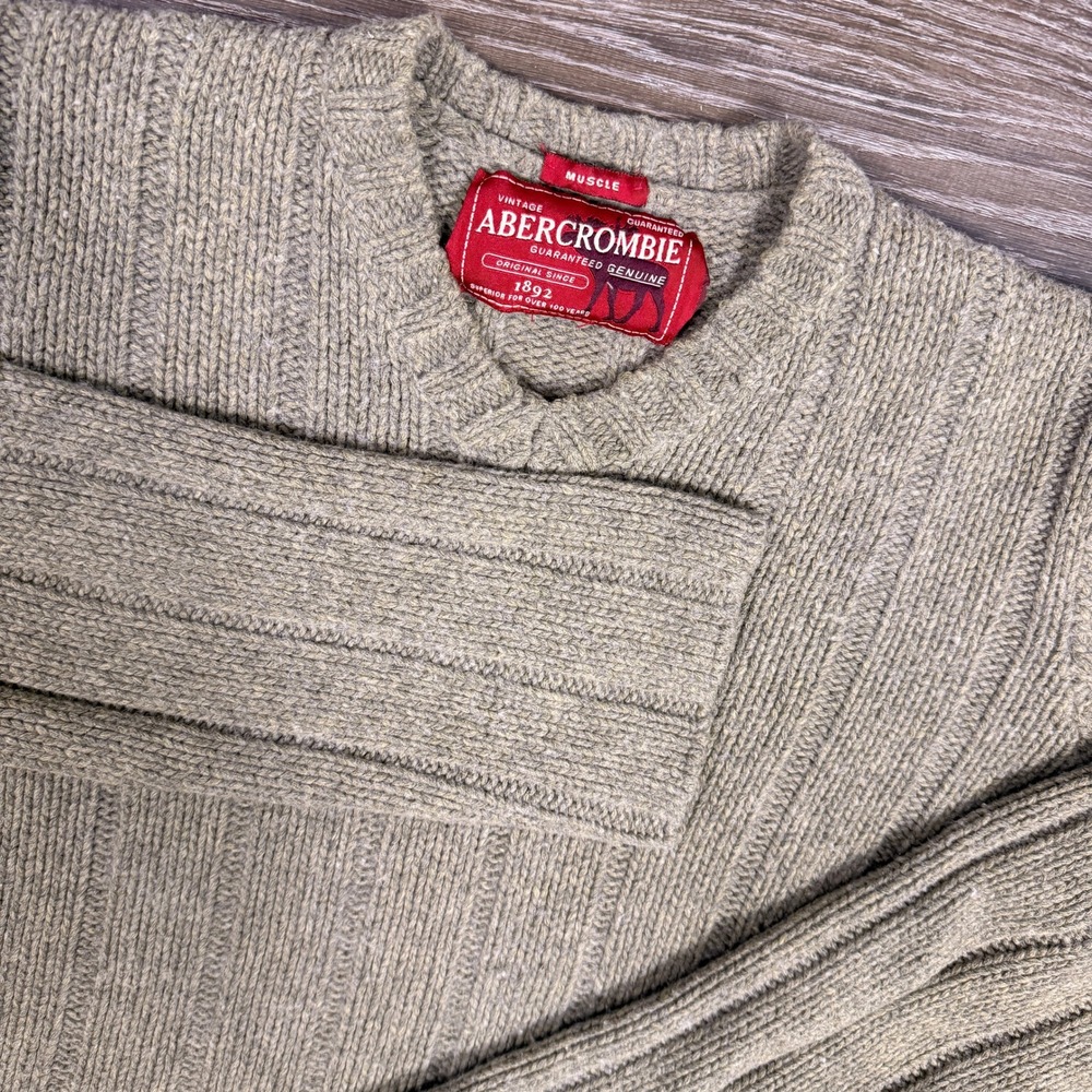 Vintage Y2K Abercrombie & Fitch Muscle Ribbed Knit Sweater Mens L Wool Heritage